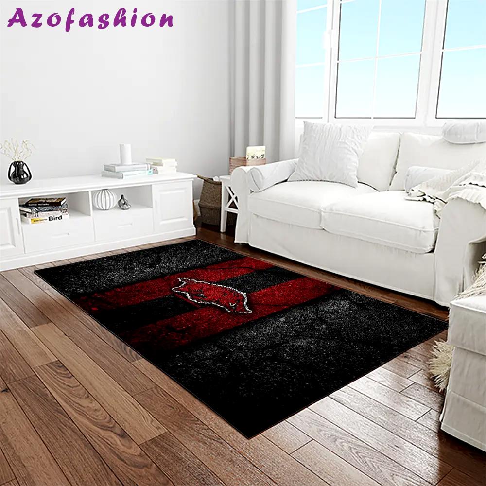 Ncaa arkansas razorbacks college sport basketball and foolball team logo rectangle area rug ar02 Rectangle Rug