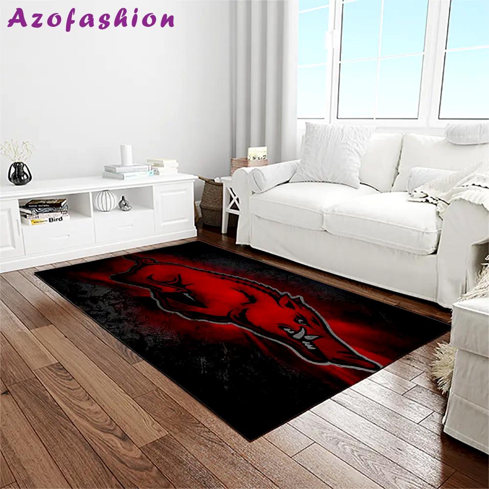 Ncaa arkansas razorbacks college sport basketball and foolball team logo rectangle area rug ar08 Rectangle Rug