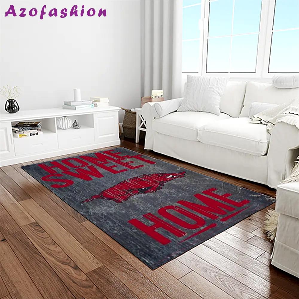 Ncaa arkansas razorbacks college sport basketball and foolball team logo rectangle area rug ar29 Rectangle Rug