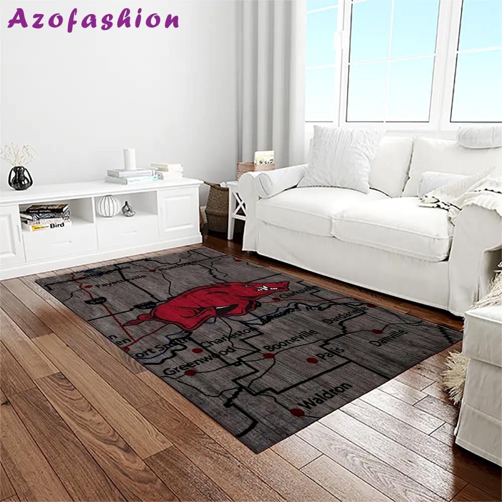 Ncaa arkansas razorbacks college sport basketball and foolball team logo rectangle area rug ar42 Rectangle Rug