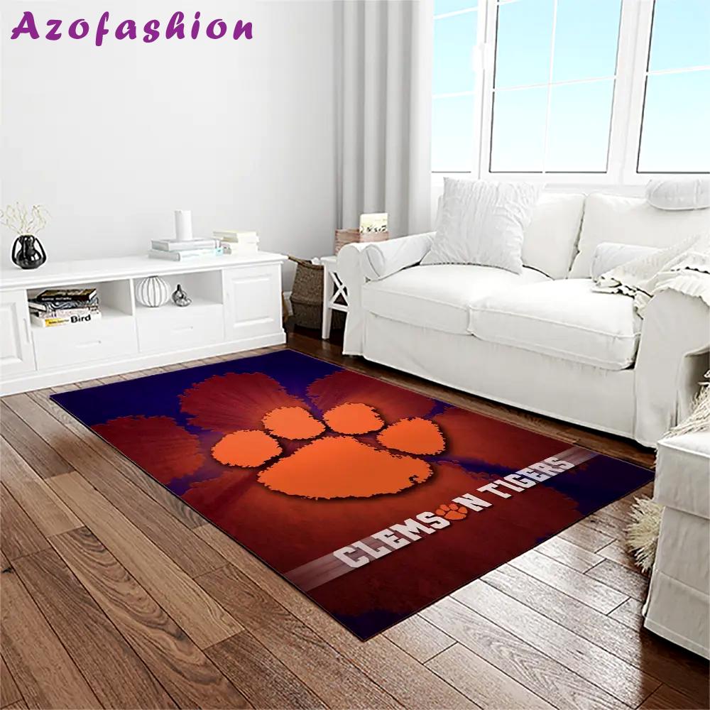 Ncaa clemson tigers college sport basketball and foolball team logo rectangle area rug ct23 Rectangle Rug