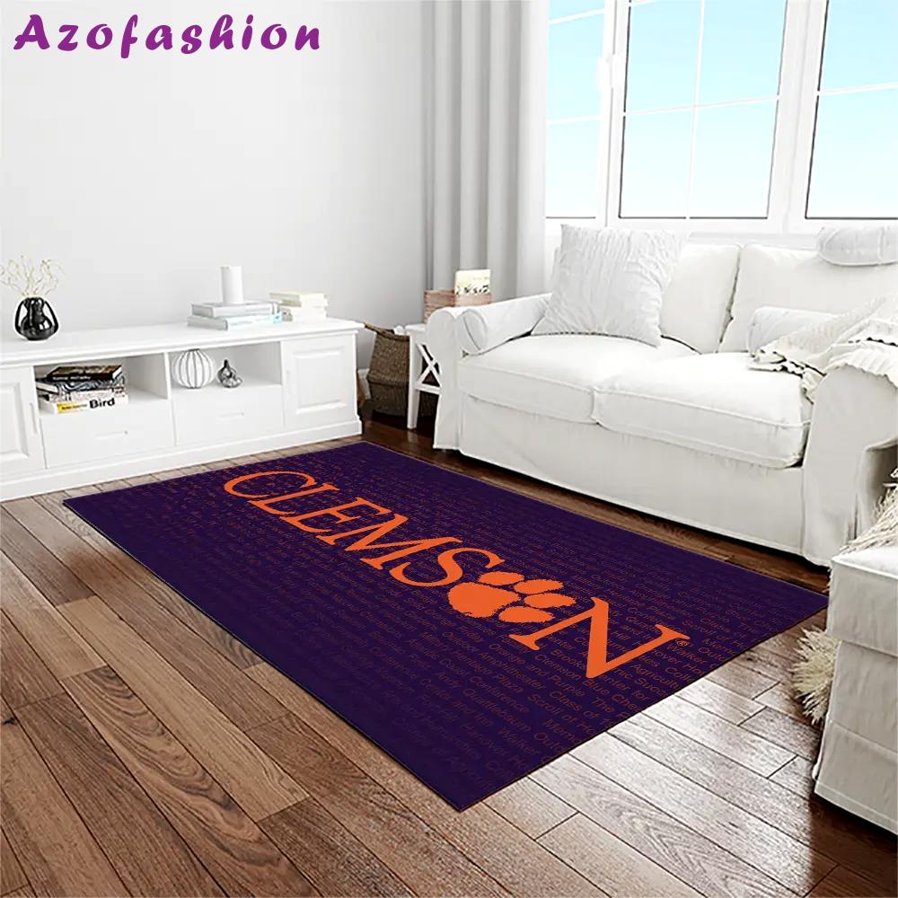 Ncaa clemson tigers college sport basketball and foolball team logo rectangle area rug ct33 Rectangle Rug