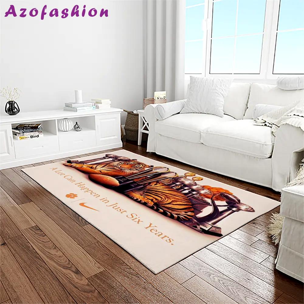 Ncaa clemson tigers college sport basketball and foolball team logo rectangle area rug ct41 Rectangle Rug