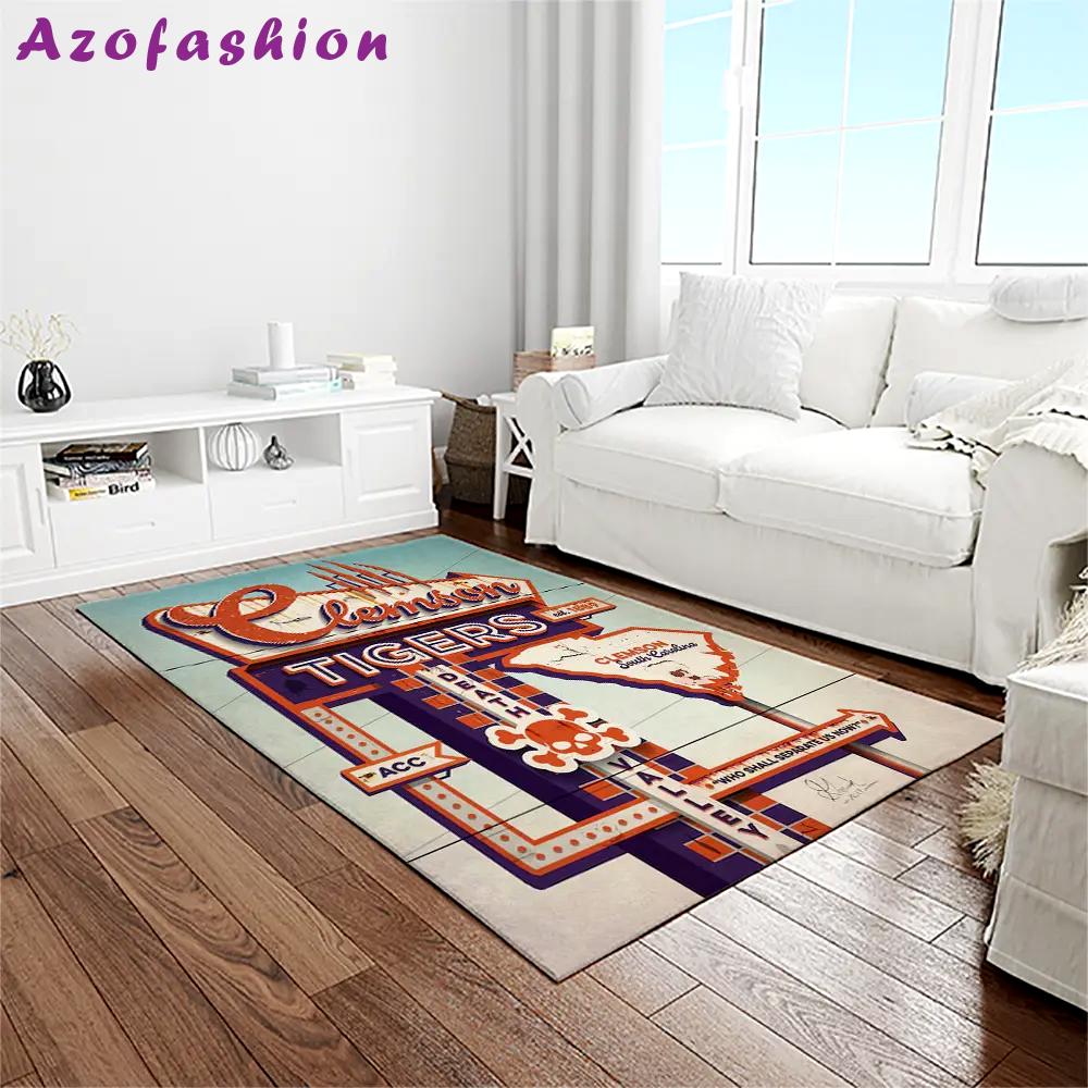 Ncaa clemson tigers college sport basketball and foolball team logo rectangle area rug ct62 Rectangle Rug