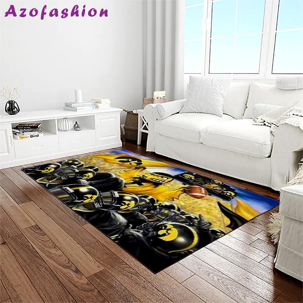 Ncaa iowa hawkeyes college sport basketball and foolball team logo rectangle area rug iwh12 Rectangle Rug