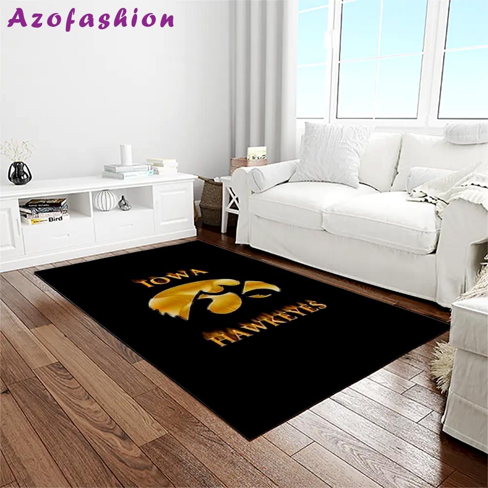 Ncaa iowa hawkeyes college sport basketball and foolball team logo rectangle area rug iwh34 Rectangle Rug