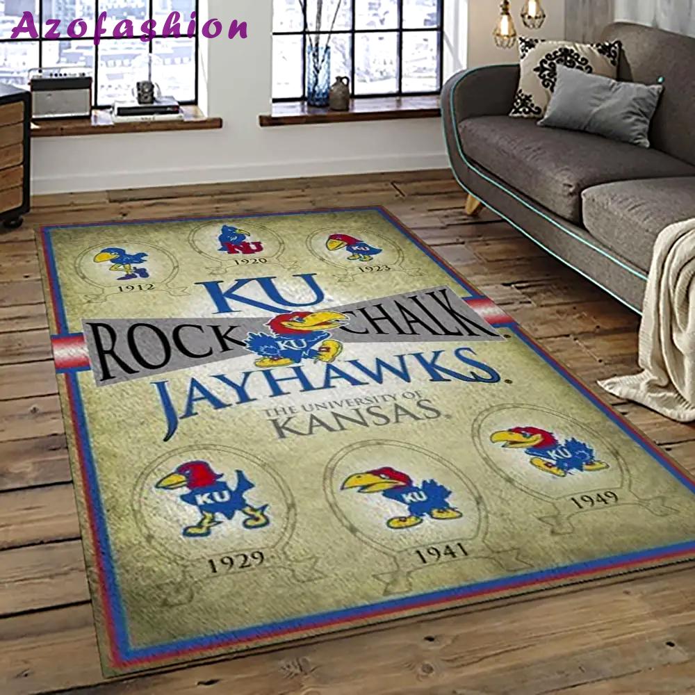 Ncaa kansas jayhawks football team logo sport carpet area rug home decor best gift for friends ksjk47 Rectangle Rug