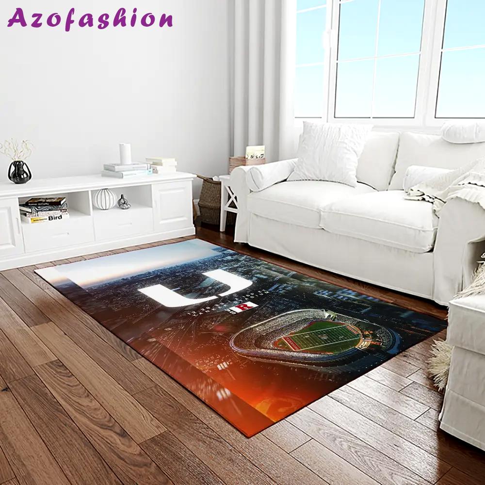 Ncaa miami hurricanes sport basketball and foolball team logo rectangle area rug mh12 Rectangle Rug