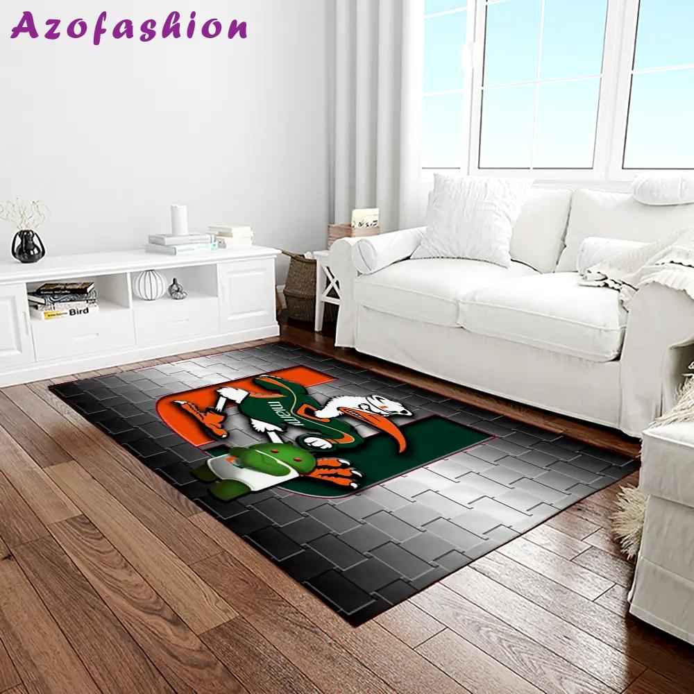 Ncaa miami hurricanes sport basketball and foolball team logo rectangle area rug mh42 Rectangle Rug