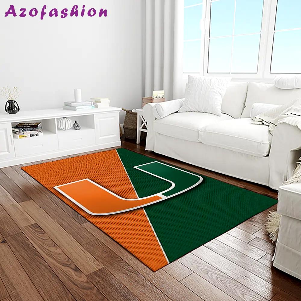 Ncaa miami hurricanes sport basketball and foolball team logo rectangle area rug mh75 Rectangle Rug