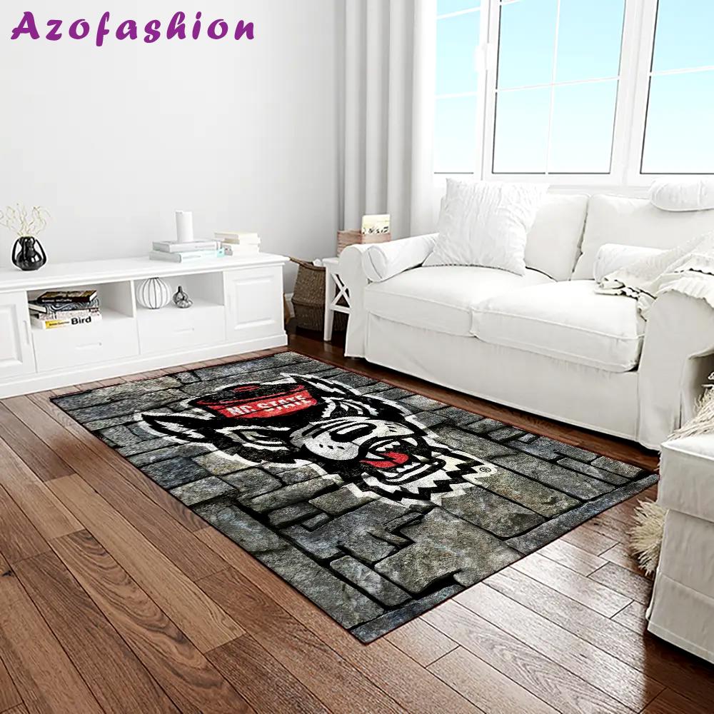Ncaa nc state wolfpack sport basketball and foolball team logo rectangle area rug ncsw30 Rectangle Rug