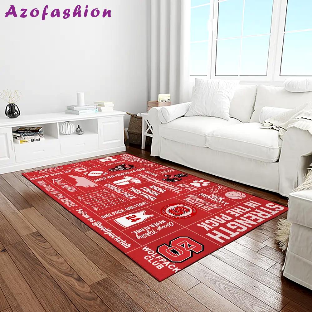 Ncaa nc state wolfpack sport basketball and foolball team logo rectangle area rug ncsw37 Rectangle Rug