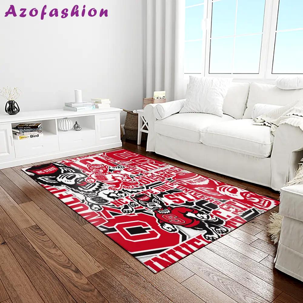 Ncaa nc state wolfpack sport basketball and foolball team logo rectangle area rug ncsw51 Rectangle Rug