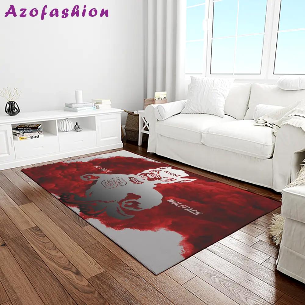 Ncaa nc state wolfpack sport basketball and foolball team logo rectangle area rug ncsw53 Rectangle Rug