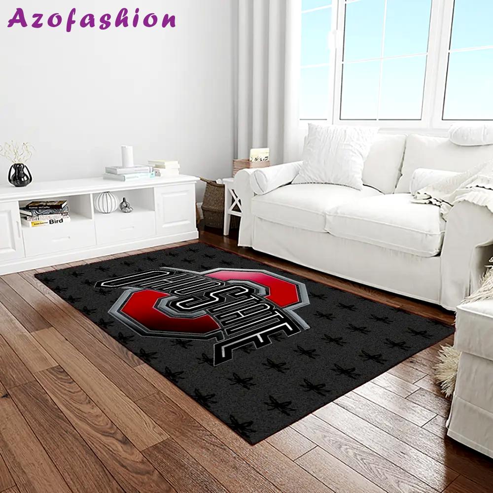 Ncaa ohio state buckeyes college sport basketball and foolball team logo rectangle area rug osb11 Rectangle Rug