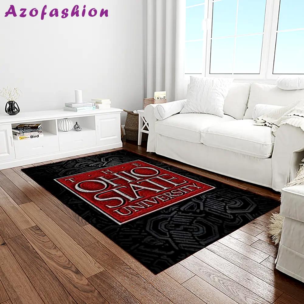 Ncaa ohio state buckeyes college sport basketball and foolball team logo rectangle area rug osb36 Rectangle Rug