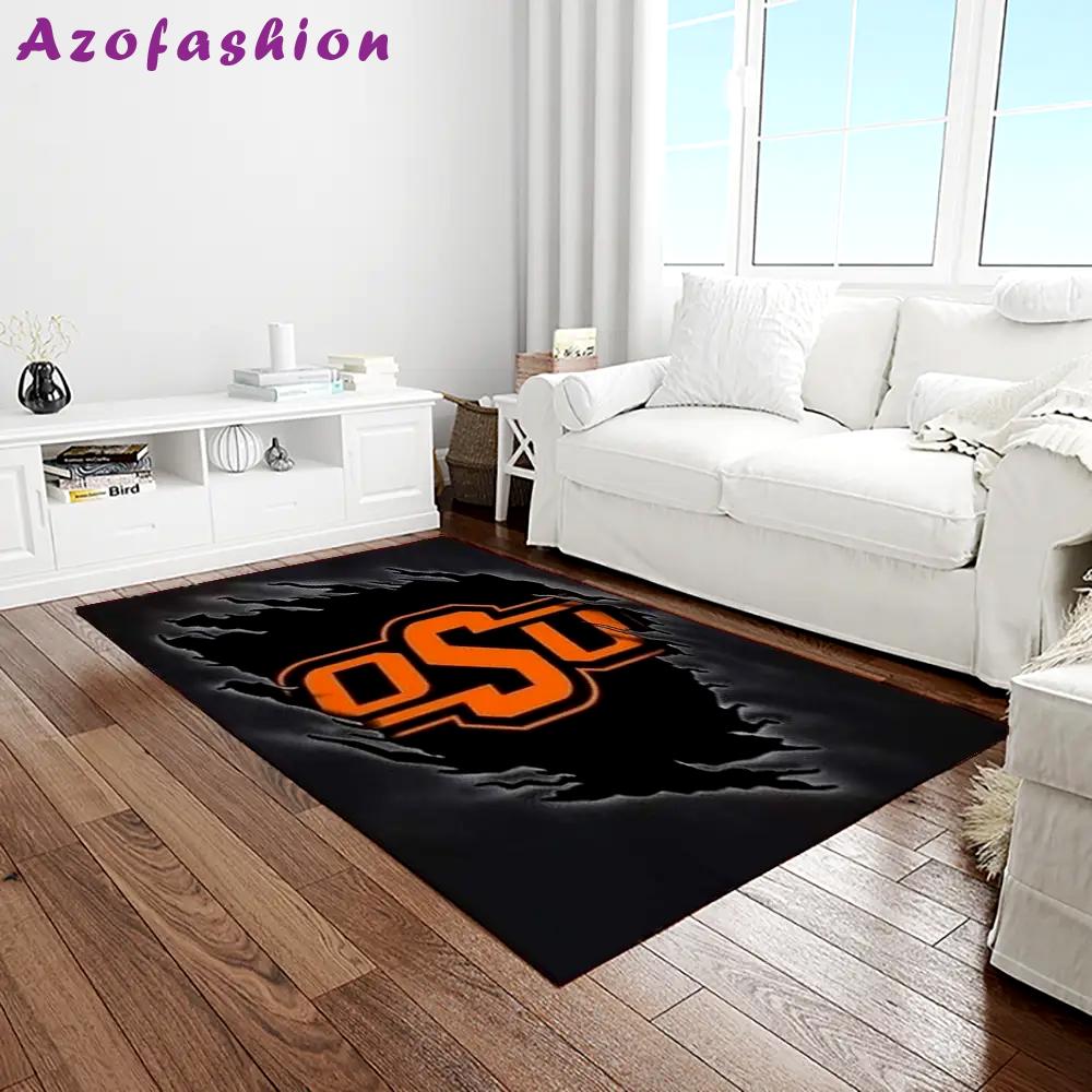 Ncaa oklahoma state cowboys sport basketball and foolball team logo rectangle area rug osc51 Rectangle Rug