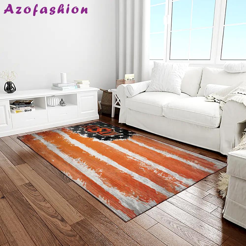 Ncaa oklahoma state cowboys sport basketball and foolball team logo rectangle area rug osc58 Rectangle Rug
