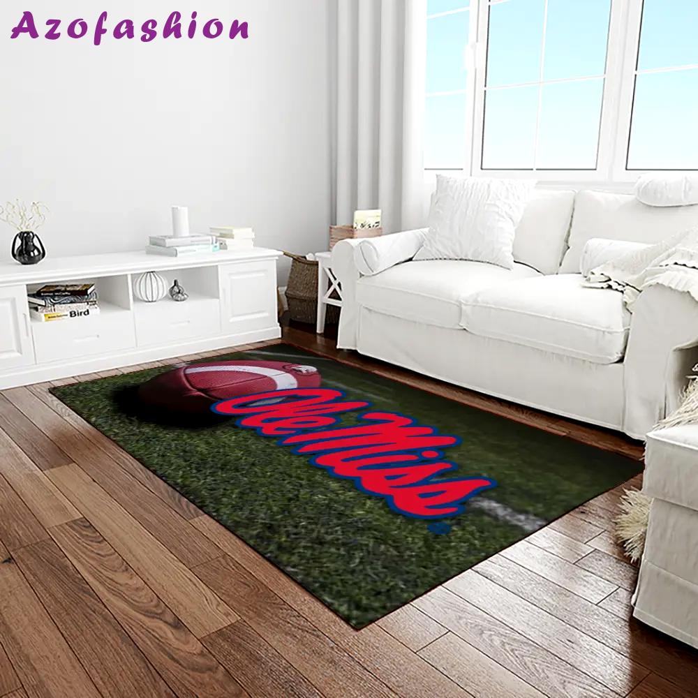 Ncaa ole miss rebels sport basketball and foolball team logo rectangle area rug omr29 Rectangle Rug