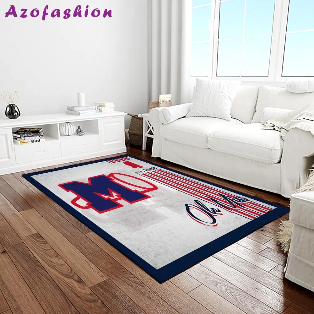 Ncaa ole miss rebels sport basketball and foolball team logo rectangle area rug omr34 Rectangle Rug