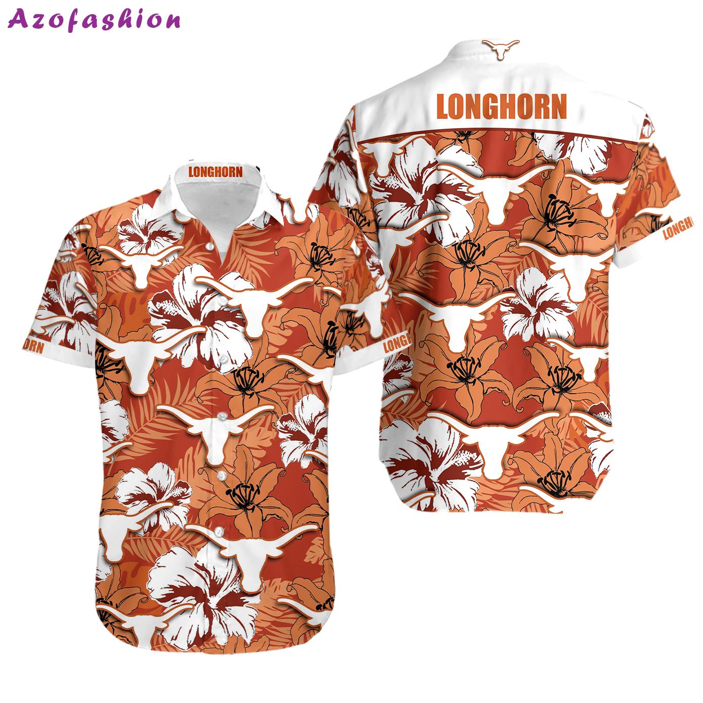 Ncaa texas longhorns orange white hawaiian shirt Hawaii Shirt Shorts & Flip Flops