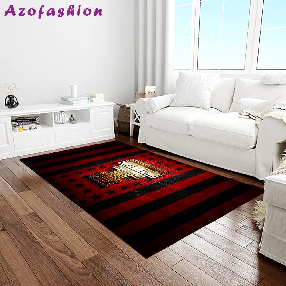 Ncaa texas tech red raiders sport basketball and foolball team logo rectangle area rug ttrr03 Rectangle Rug