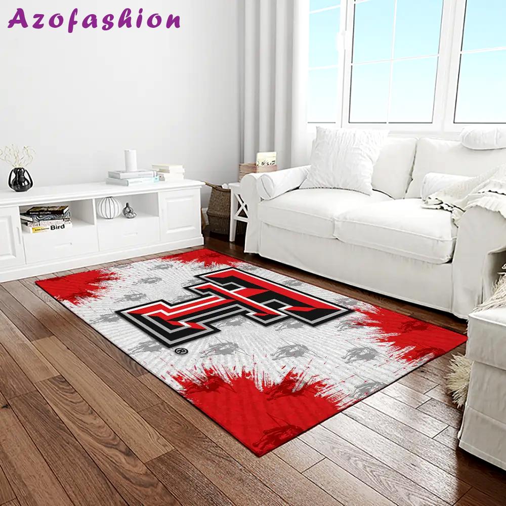 Ncaa texas tech red raiders sport basketball and foolball team logo rectangle area rug ttrr35 Rectangle Rug