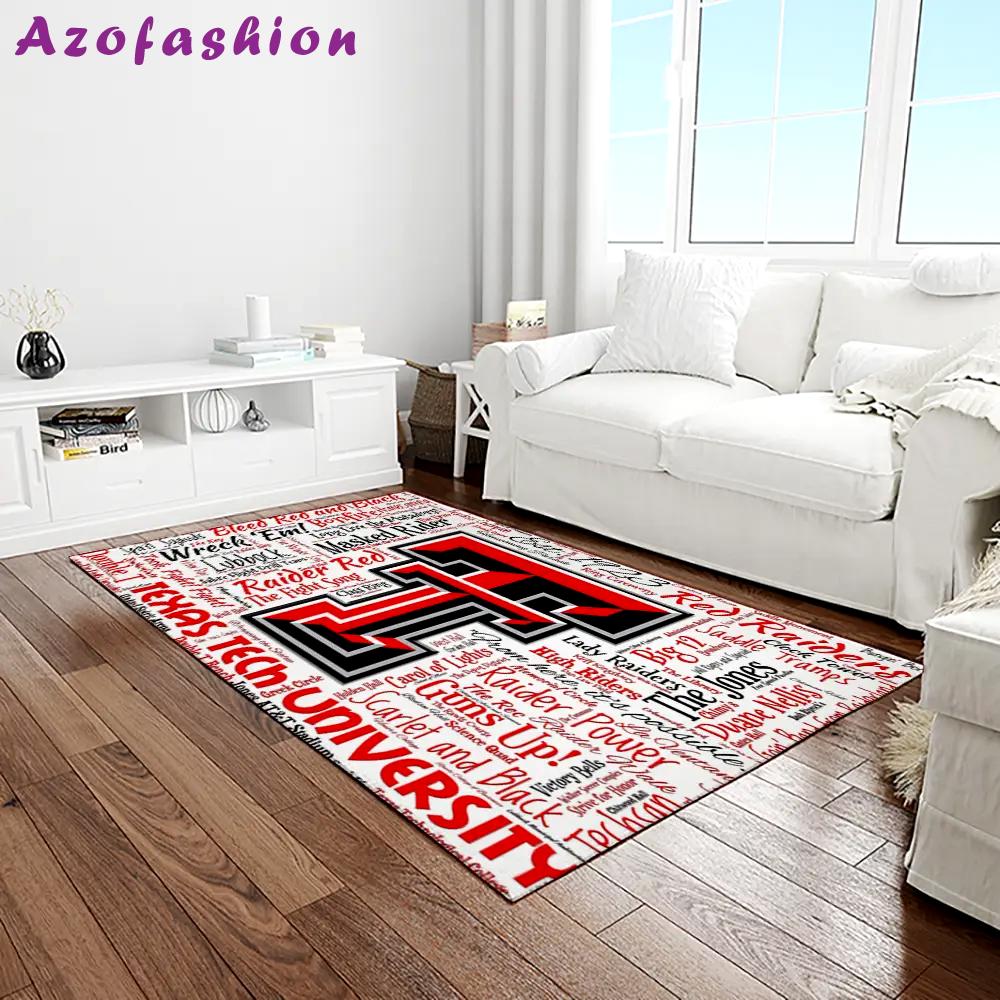 Ncaa texas tech red raiders sport basketball and foolball team logo rectangle area rug ttrr48 Rectangle Rug