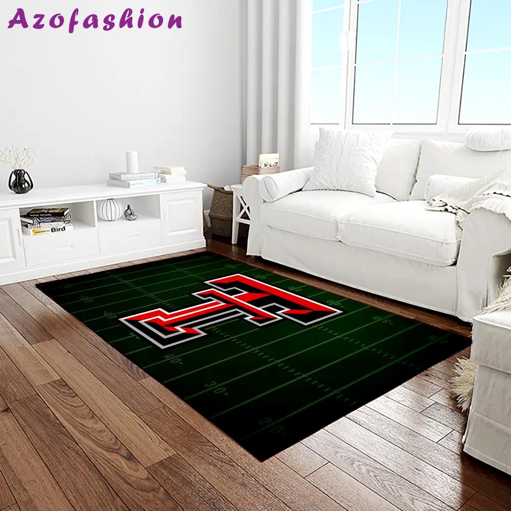 Ncaa texas tech red raiders sport basketball and foolball team logo rectangle area rug ttrr49 Rectangle Rug