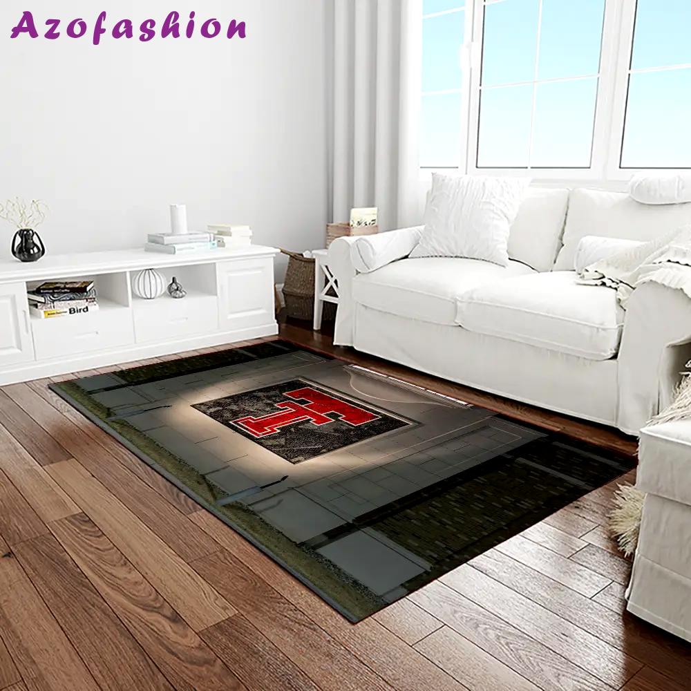 Ncaa texas tech red raiders sport basketball and foolball team logo rectangle area rug ttrr63 Rectangle Rug