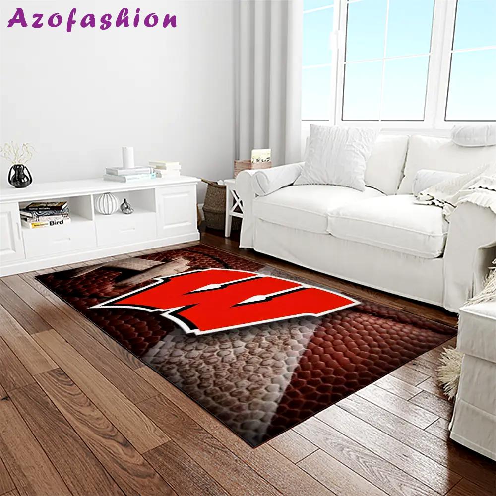 Ncaa wisconsin badgers college sport basketball and foolball team logo rectangle area rug wb02 Rectangle Rug