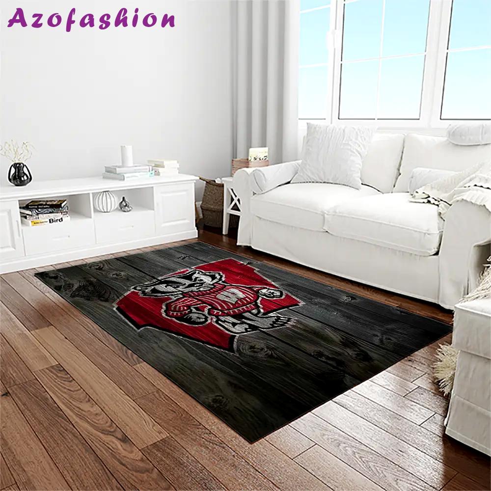 Ncaa wisconsin badgers college sport basketball and foolball team logo rectangle area rug wb12 Rectangle Rug