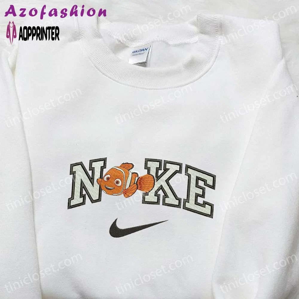 Nemo x nike cartoon sweatshirt: disney characters embroidered shirt nike inspired design Embroidered Shirt