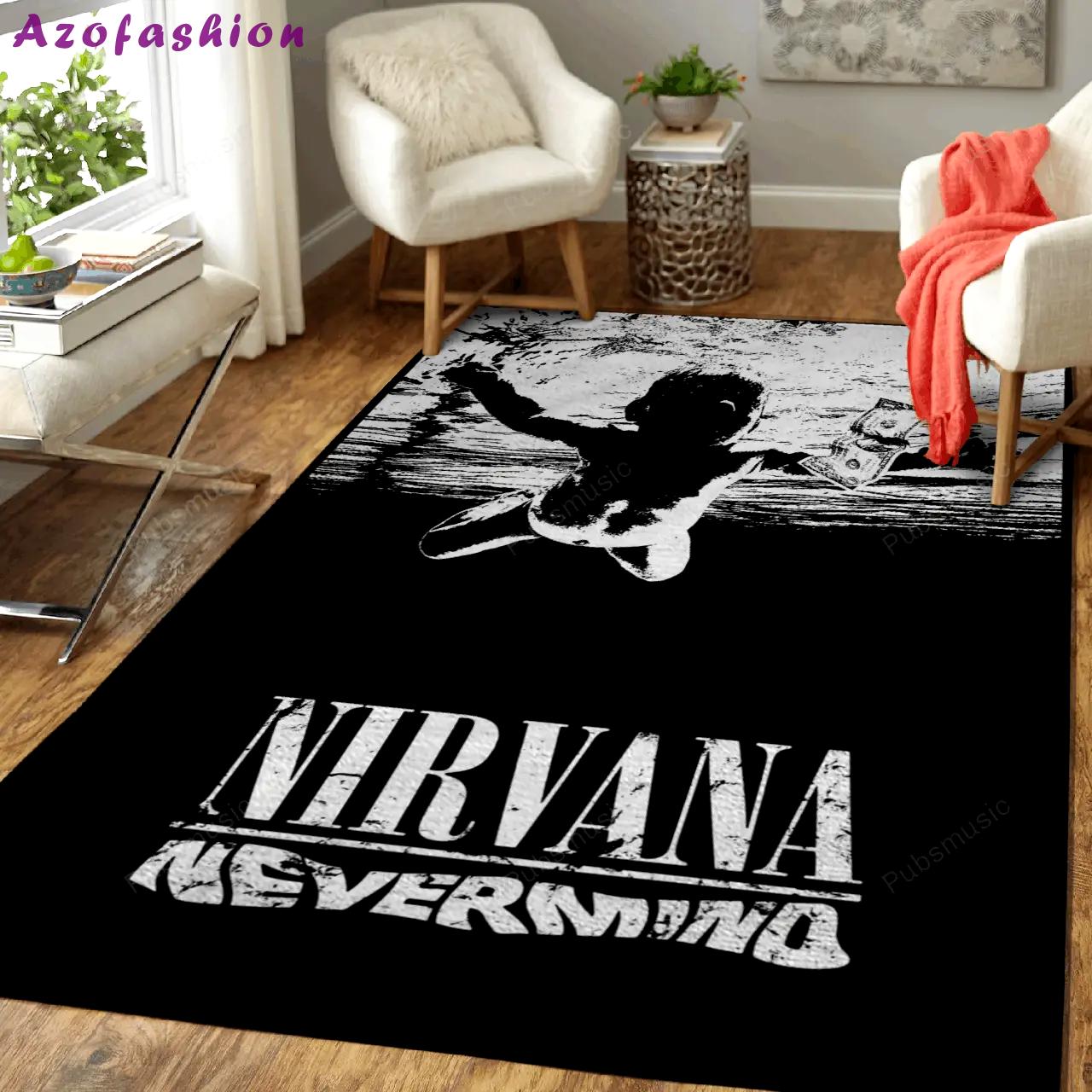 Nevermind nirvana album covers music art for fans area rug living room carpet rug regtangle carpet floor decor home decor Rectangle Rug