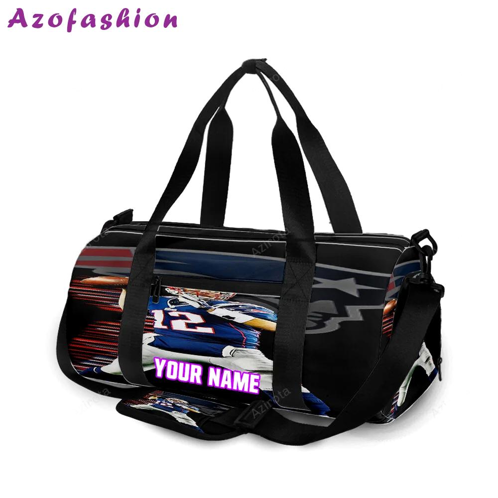 New england patriots tom new england patriots throwing ball personalized name travel bag gym bag 519 Travel Bag
