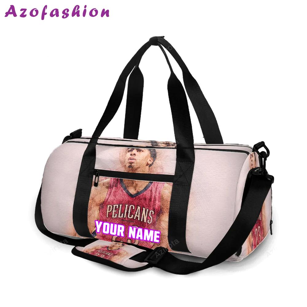 New orleans pelicans 23 anthony david v26 personalized name travel bag gym bag 1444 Travel Bag
