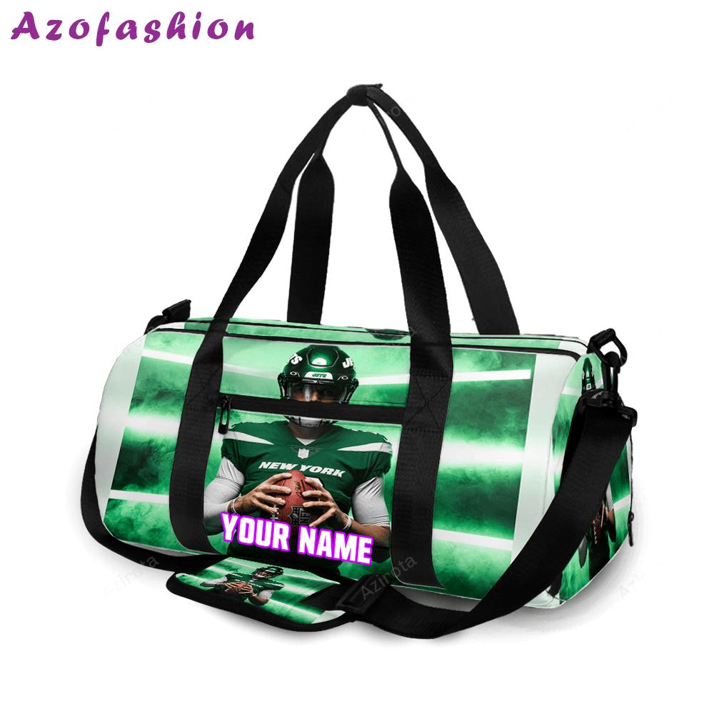 New york jets 02 zach wilson v48 personalized name travel bag gym bag 1103 Travel Bag