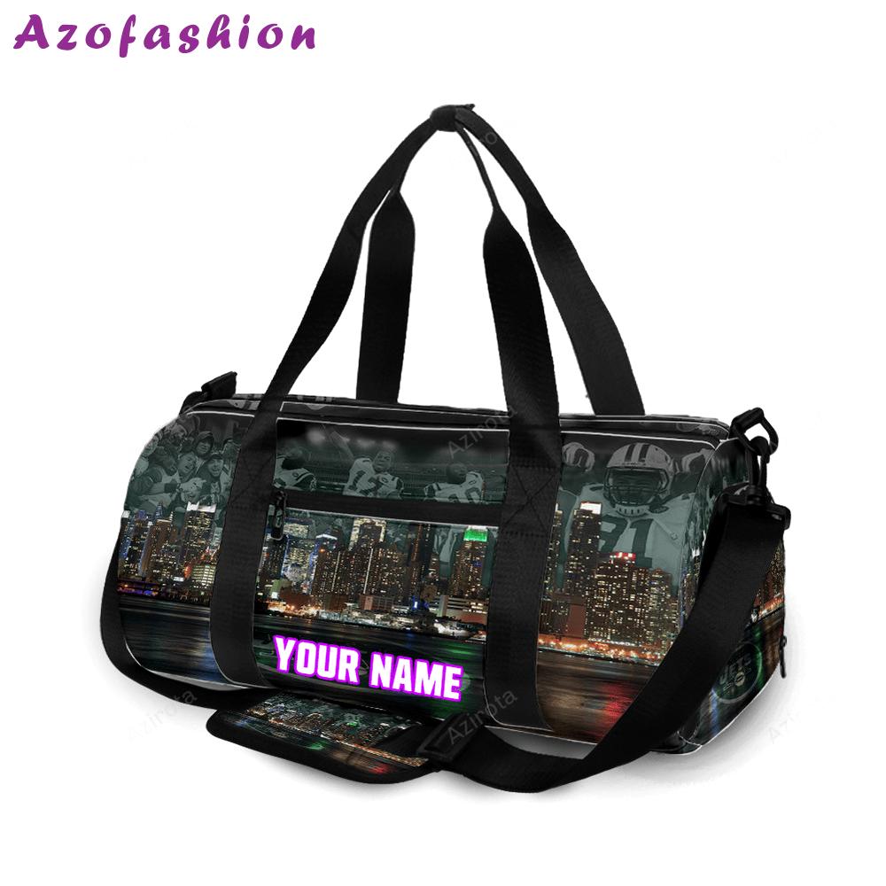 New york jets city night v25 personalized name travel bag gym bag 1058 Travel Bag