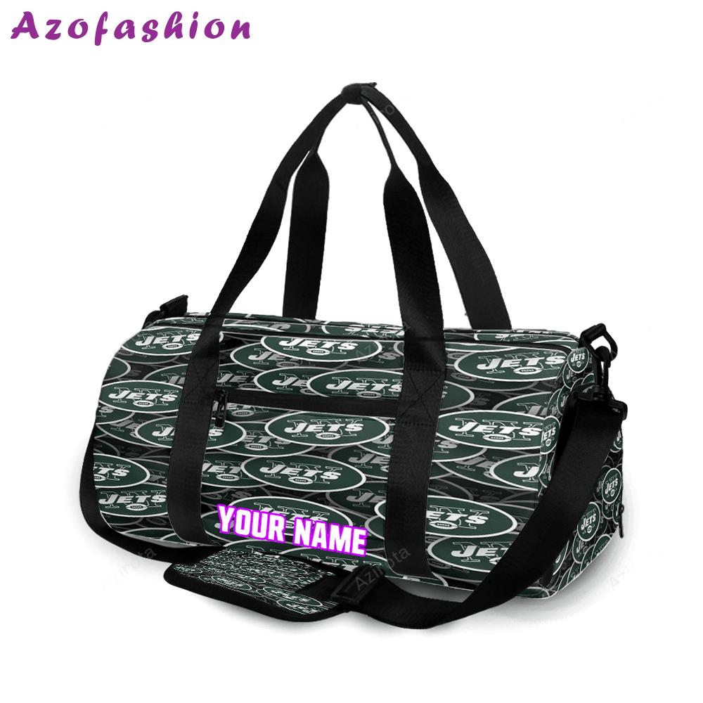 New york jets emblems v32 personalized name travel bag gym bag 1008 Travel Bag