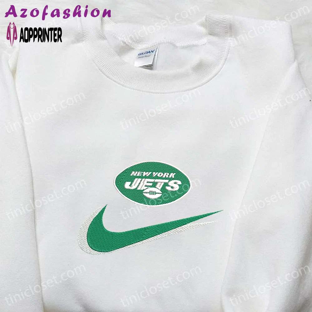 New york jets nike swoosh shirt & nfl sports hoodie: best fandom gifts Embroidered Shirt
