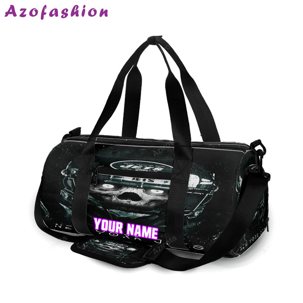 New york jets skull v26 personalized name travel bag gym bag 1305 Travel Bag