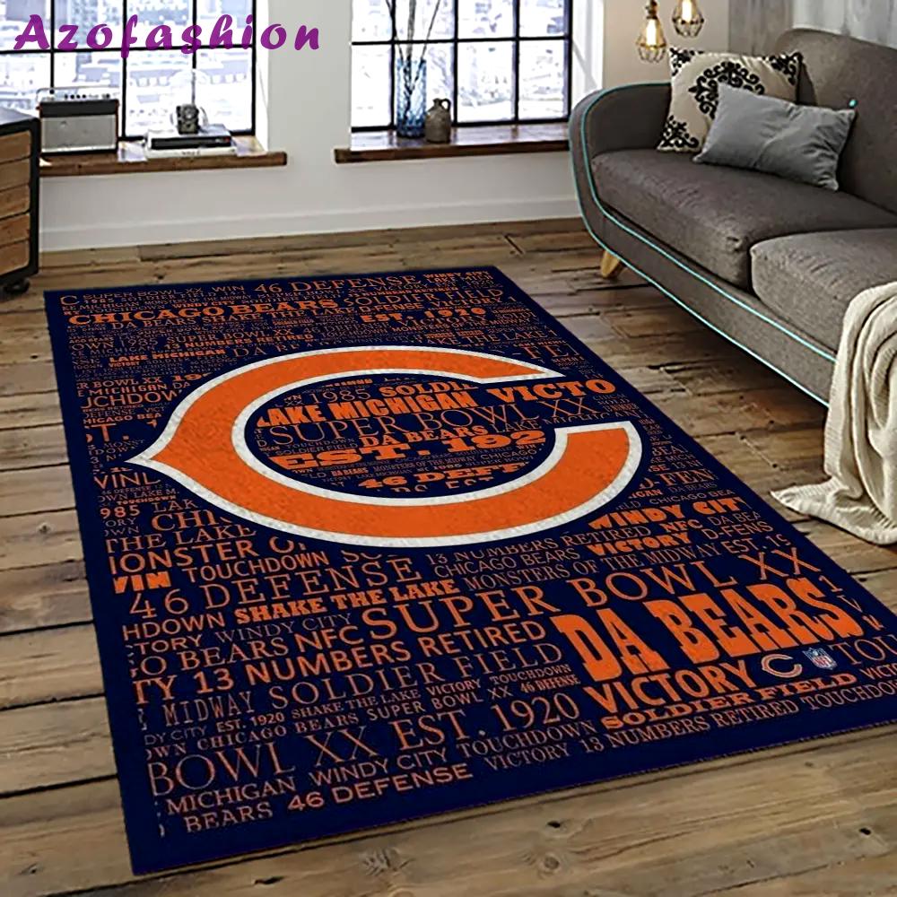 Nfl chicago bears football team logo sport carpet rectangle area rug for living room ccb27 Rectangle Rug