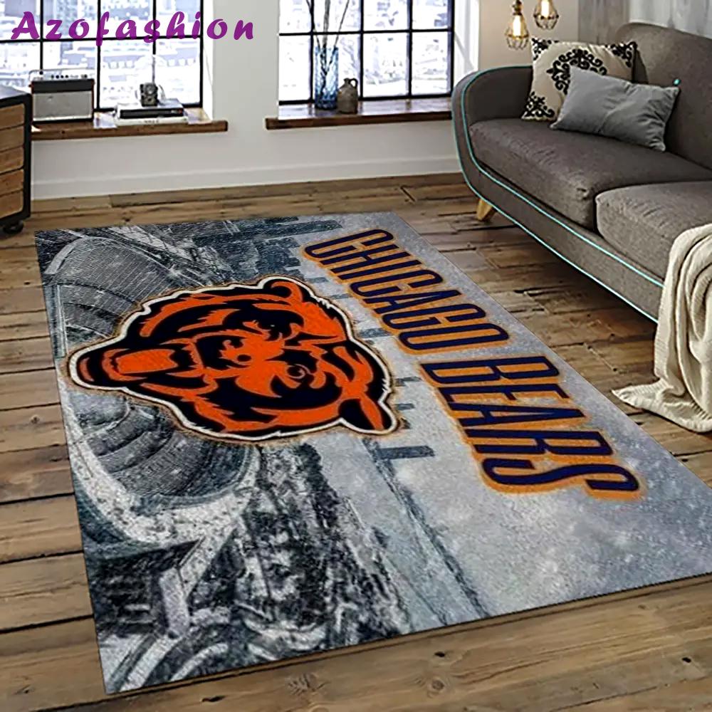Nfl chicago bears football team logo sport carpet rectangle area rug for living room ccb64 Rectangle Rug
