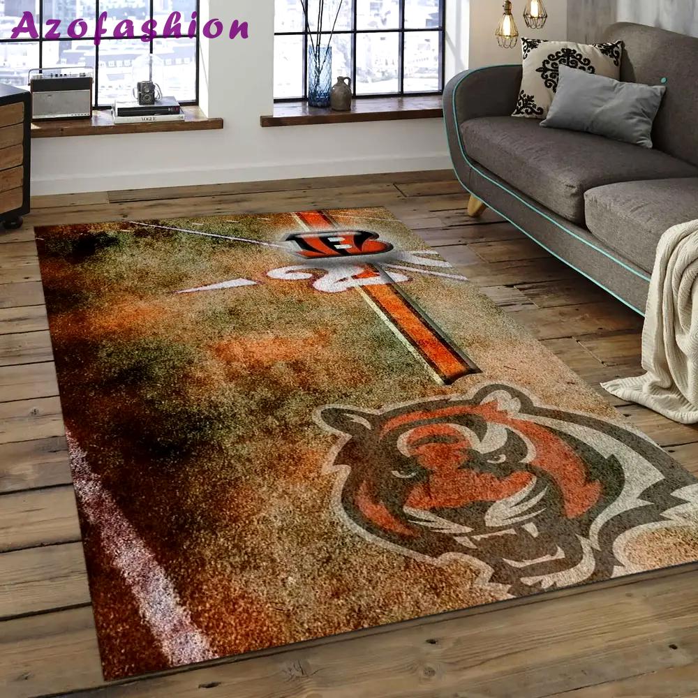 Nfl cincinnati bengals football team logo rectangle area rug ccb31 Rectangle Rug