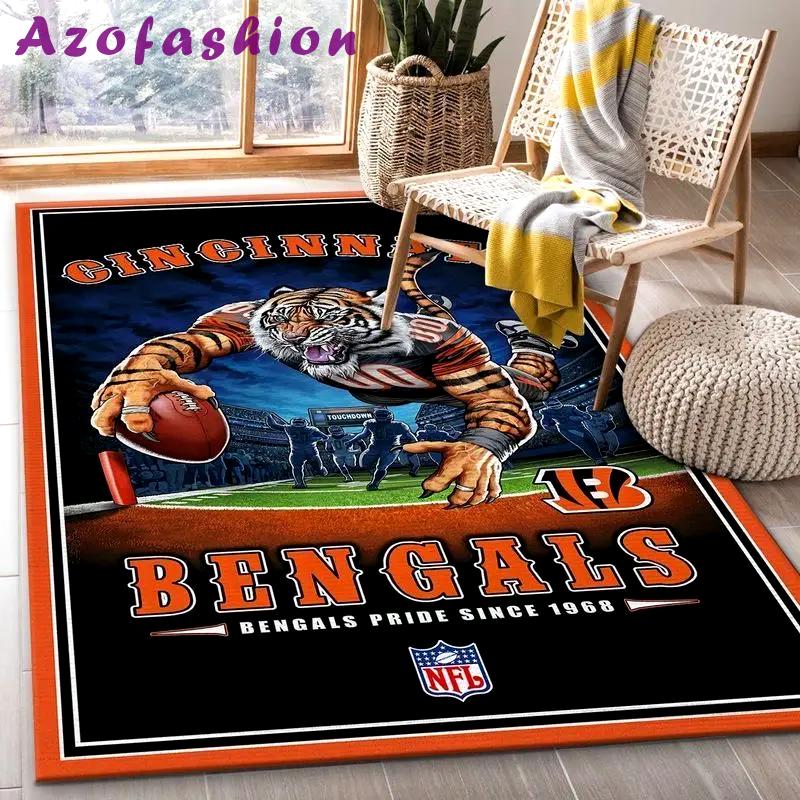 Nfl cincinnati bengals team area rug living room carpet home rug 4 Rectangle Rug