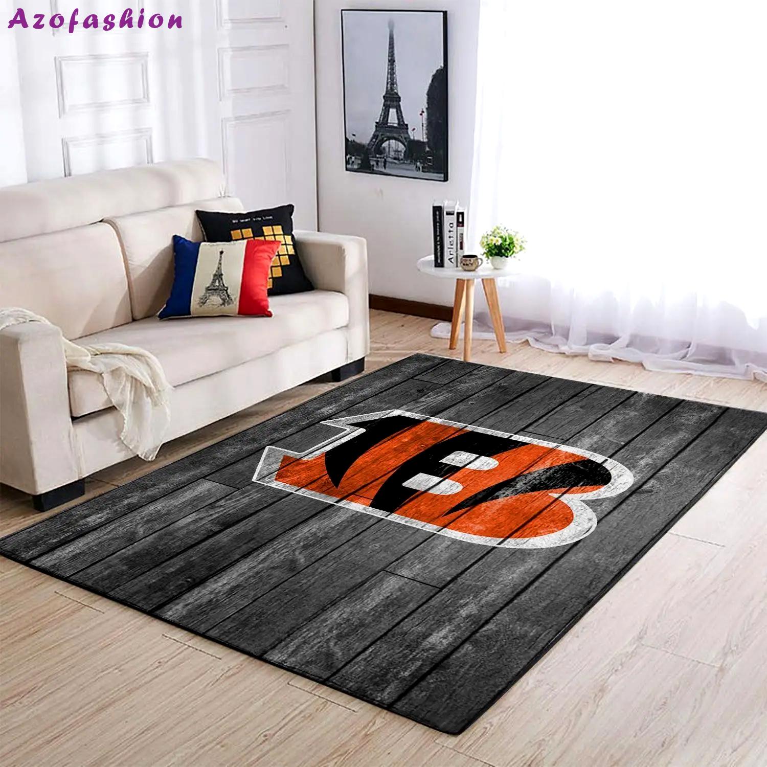 Nfl cincinnati bengals wooden style team area rug living room carpet home rug Rectangle Rug