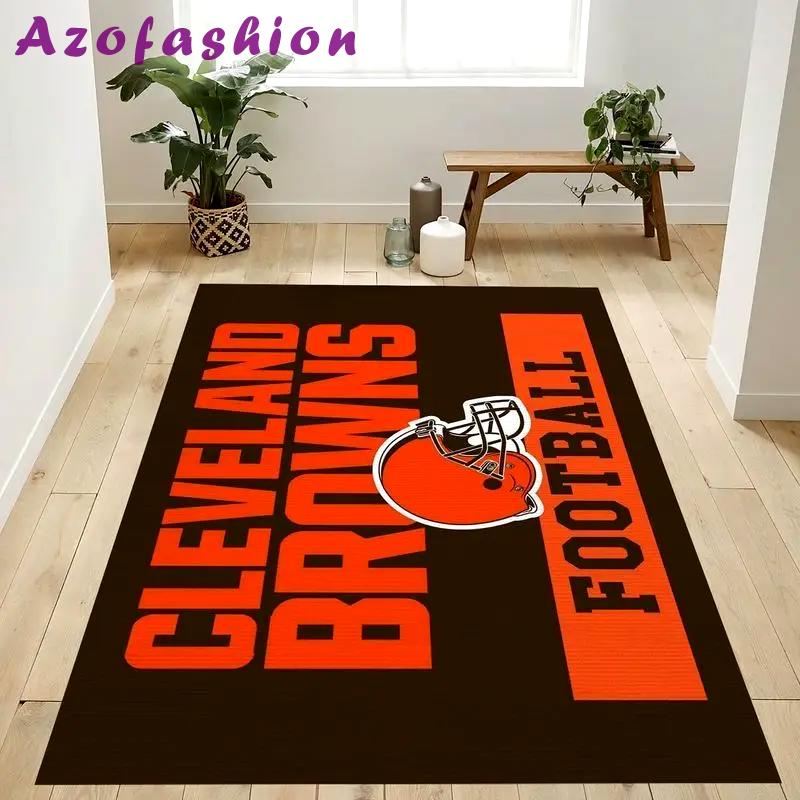 Nfl cleveland browns area rug football rug carpet floor decor home decor 12 Rectangle Rug