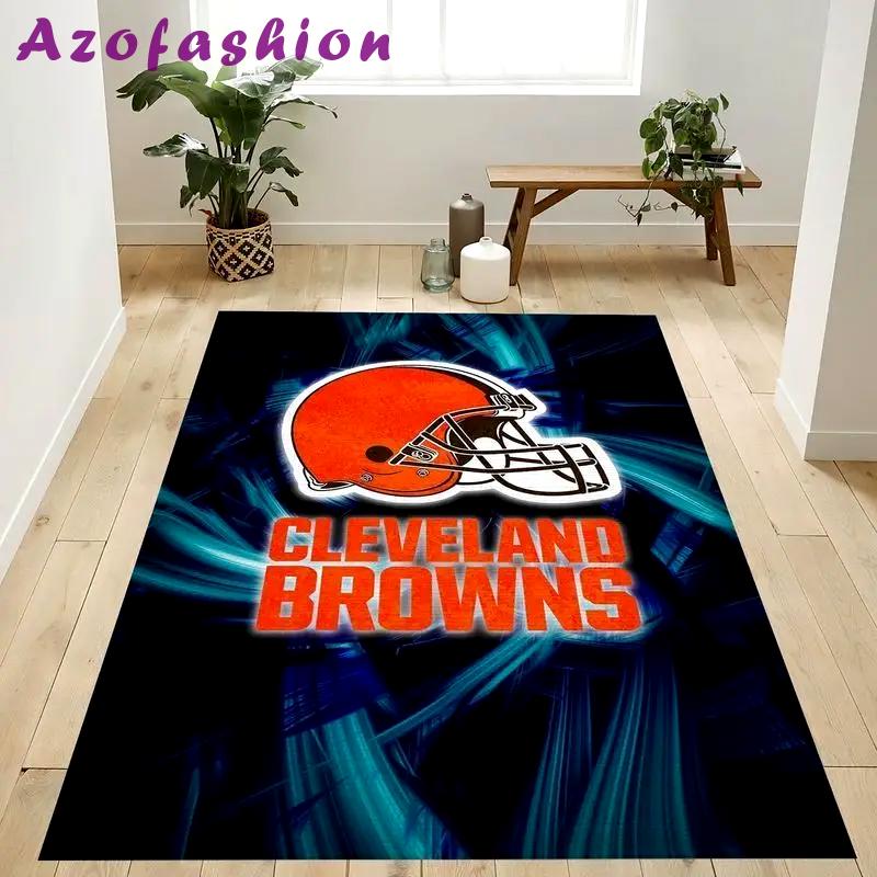 Nfl cleveland browns area rug football rug carpet floor decor home decor 16 Rectangle Rug