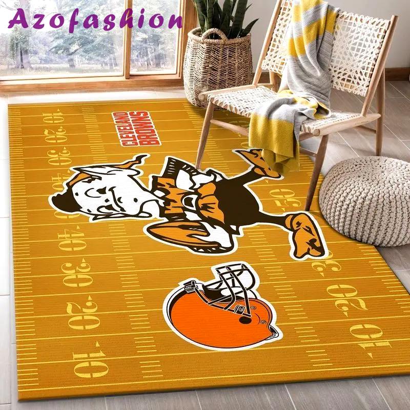 Nfl cleveland browns area rug football rug carpet floor decor home decor 2 Rectangle Rug