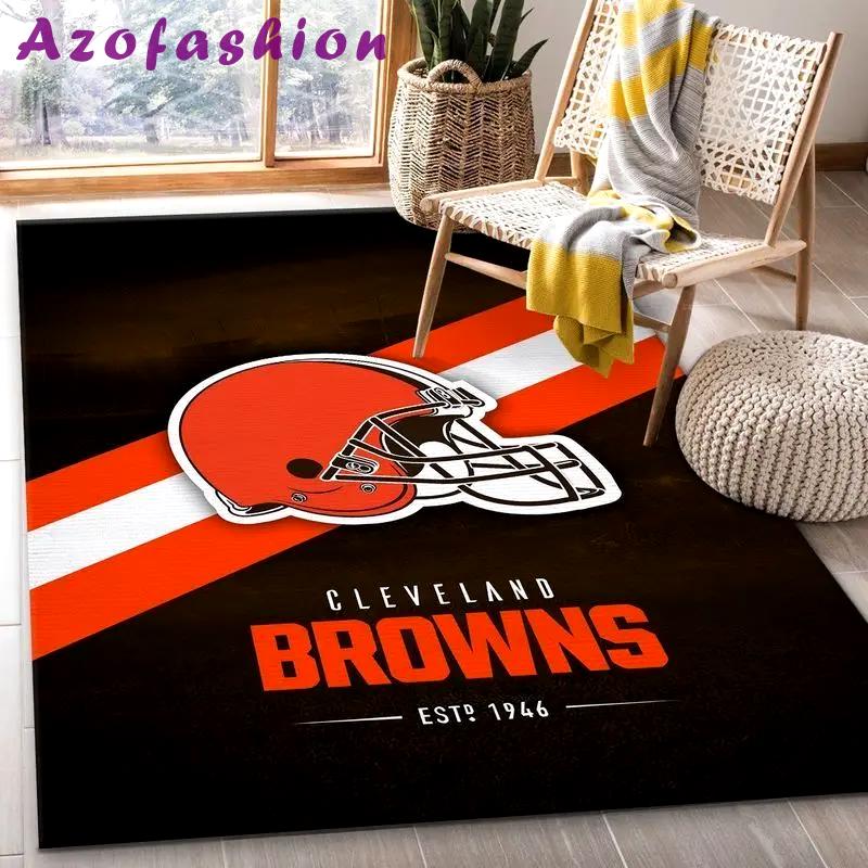 Nfl cleveland browns area rug football rug carpet floor decor home decor 4 Rectangle Rug